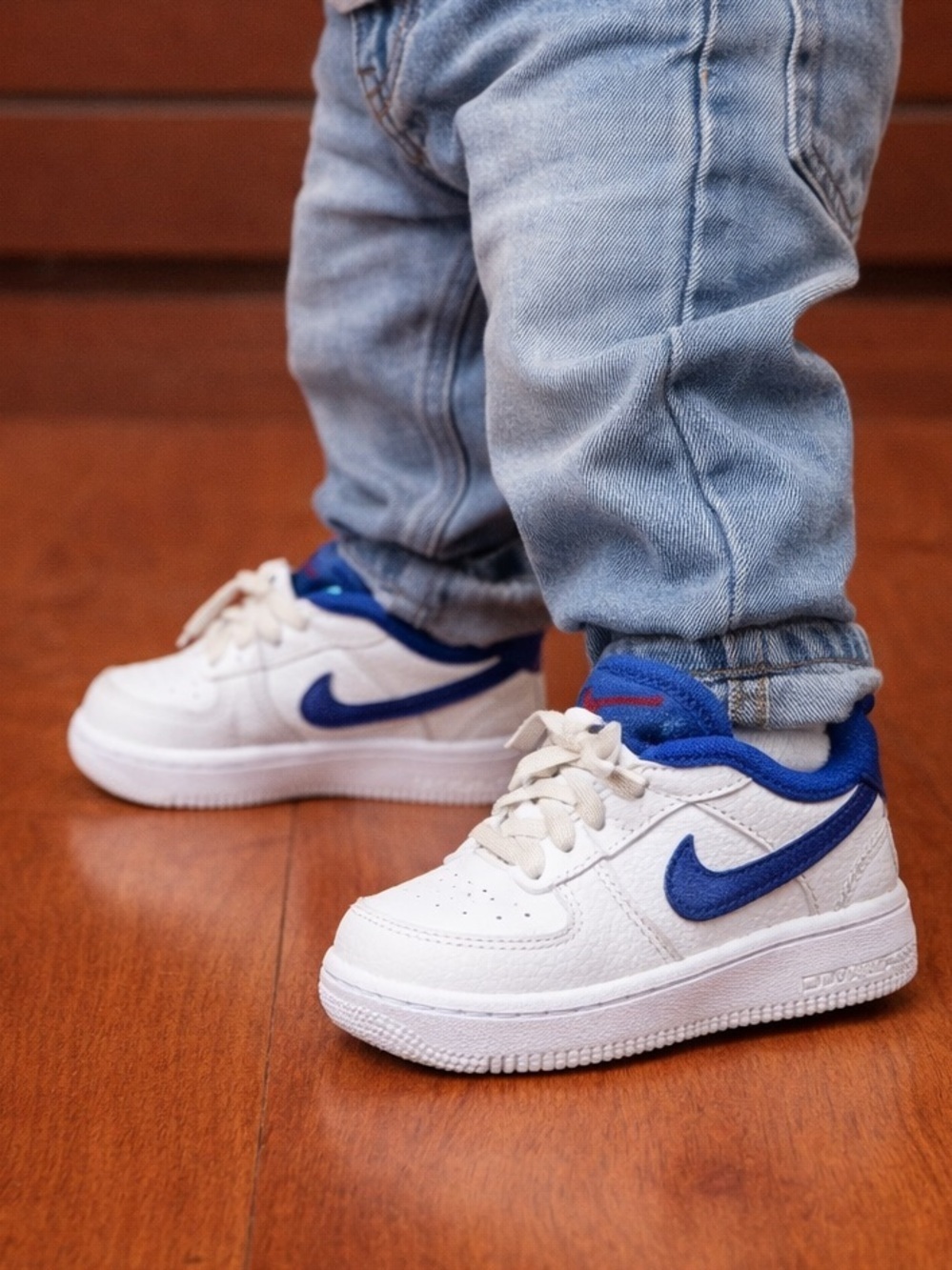Nike 
Toddler Light Blue Denim Joggers with White & Blue Sneaker Accents